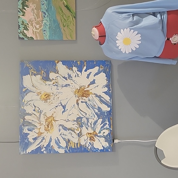 Pour Paint Daisy Art 32x31 - Picture 2 of 2